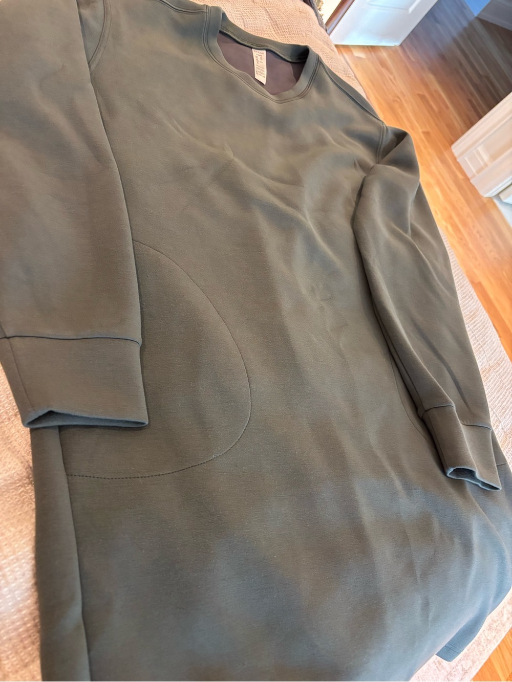 SPANX Long Sleeve Midi Dress in Olive Green